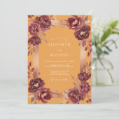 Ochre Wijn Ranunculus Eucalyptus Bruiloft Kaart (Staand voorkant)