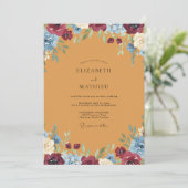 Ochre Wilde Bloemen Bruiloft Kaart (Staand voorkant)