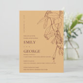 OCHRE YELLOW DRAWING FLORA REHEARSAL DINNER INVITE BEDANKKAART (Staand voorkant)