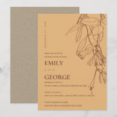 OCHRE YELLOW DRAWING FLORA REHEARSAL DINNER INVITE BEDANKKAART (Voorkant / Achterkant)