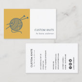 OCHRE YELLOW NAVY GRAY KNITTING WOOL YARN BALL VISITEKAARTJE (Voorkant / Achterkant)