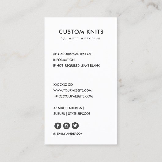 OCHRE YELLOW NAVY GRAY KNITTING WOOL YARN BALL VISITEKAARTJE (Achterkant)