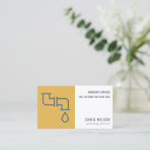 OCHRE YELLOW NAVY PLUMBER SERVICE PIPES PLUMBING VISITEKAARTJE (Staand voorkant)