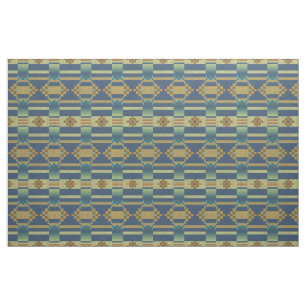 Ochre Yellow Oranje Blauwgroen Blue Green Ethnic Stof