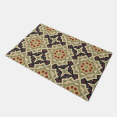 Ochre Yellow Red Olive Green Black Tribal Deurmat (Schuin)