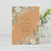 Ochre Zeeschuim Bloem Huwelijk Kaart (Staand voorkant)
