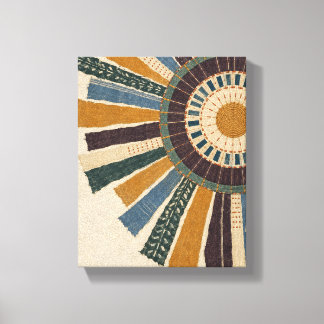Ochre Zonnewiel in Gestikte Kleur - Textiel Abstra Canvas Afdruk