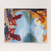 Ochtend aan het meer | Vredig berglandschap Legpuzzel (Horizontaal)