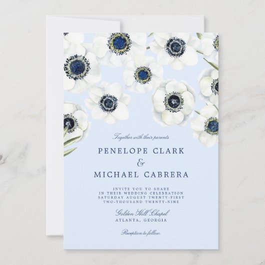 Ochtend Anemoon | Bruiloftsbloemen Kaart (Voorkant)