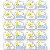 Ochtend Avond Routine Kawaii Zon & Maan Planner Sticker (Voorkant)