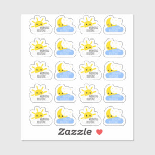 Ochtend Avond Routine Kawaii Zon & Maan Planner Sticker