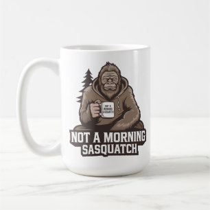 Ochtend Bigfoot - Slaperige Sasquatch met Koffie M Koffiemok