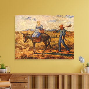 Ochtend, Boerengezin door Vincent van Gogh Canvas Afdruk