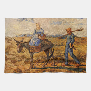 Ochtend, boerenkoppel door Vincent van Gogh Theedoek