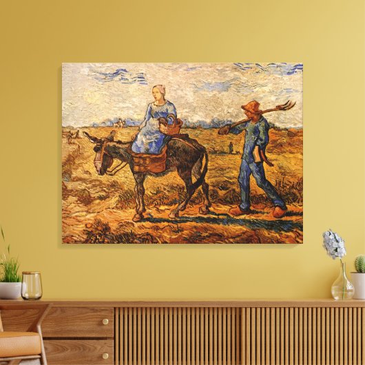 Ochtend: Boerenpaar by Vincent van Gogh Canvas Afdruk (Insitu (Woonkamer))