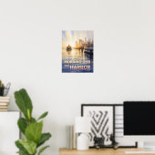 Ochtend boven New York Harbor Aquarel Poster (Thuiskantoor)