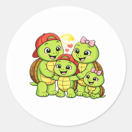 Ochtend Familie Vreugde Ronde Sticker (Voorkant)