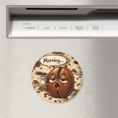 Ochtend, grappige slaperige koffieboon re magneet (Insitu (Vaatwasser))