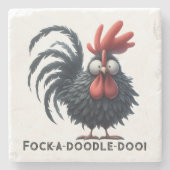 Ochtend Haan - Fock-a-doodle-doo! Stenen Onderzetter (Voorkant)