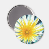 Ochtend Heldere Witte Gele Bloem op Midnight Magneet (Voorkant / Achterkant)