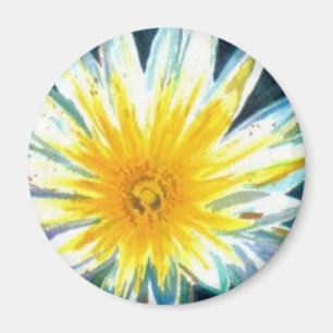 Ochtend Heldere Witte Gele Bloem op Midnight Magneet