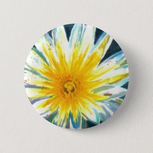 Ochtend Heldere Witte Gele Bloem op Midnight Ronde Button 5,7 Cm (Voorkant)