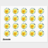 Ochtend Heldere Witte Gele Bloem op Midnight Ronde Sticker (Vel)