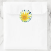 Ochtend Heldere Witte Gele Bloem op Midnight Ronde Sticker (Tas)