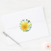 Ochtend Heldere Witte Gele Bloem op Midnight Ronde Sticker (Envelop)
