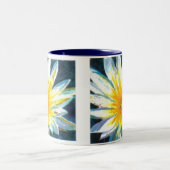 Ochtend Heldere Witte Gele Bloem op Midnight Tweekleurige Koffiemok (Center)