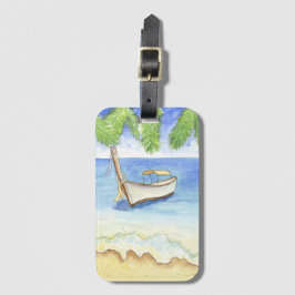 Ochtend in Bali Waterverf Bagagelabel