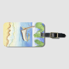 Ochtend in Bali Waterverf Bagagelabel