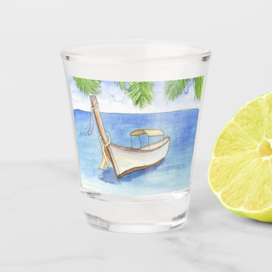 Ochtend in Bali Waterverf Shot Glas (Voorkant)