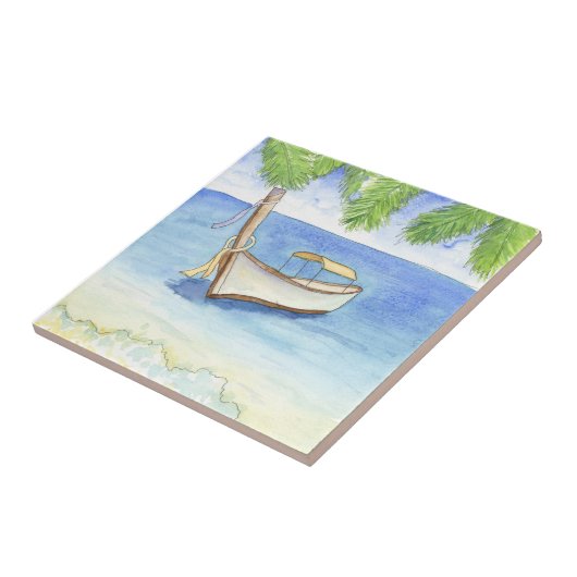 Ochtend in Bali Waterverf Tegeltje (Zijkant)