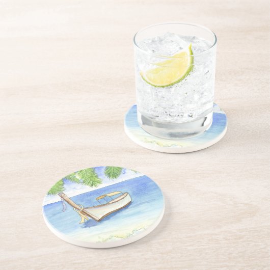 Ochtend in Bali Waterverf Zandsteen Onderzetter (Zijkant)