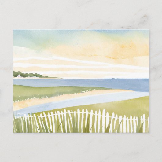Ochtend in Chatham | Cape Cod Aquarel Schilderij Briefkaart (Voorkant)