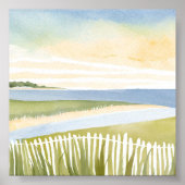 Ochtend in Chatham | Cape Cod Aquarel Schilderij Poster (Voorkant)
