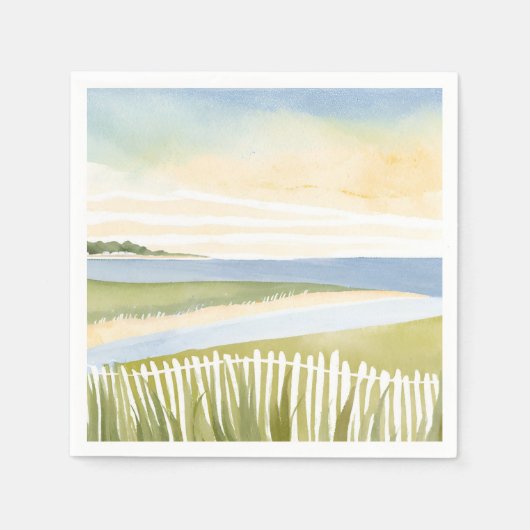 Ochtend in Chatham | Cape Cod Aquarel Schilderij Servet (Voorkant)
