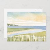 Ochtend in Chatham | Cape Cod Waterverf schilderij Briefkaart (Voorkant / Achterkant)