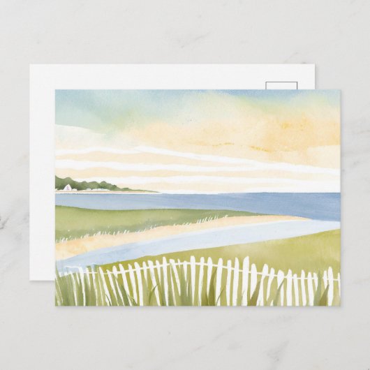 Ochtend in Chatham | Cape Cod Waterverf schilderij Briefkaart (Voorkant / Achterkant)