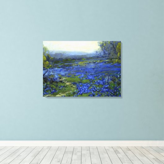 Ochtend in de Bluebonnets Canvas Afdruk (Insitu (Houten vloer))