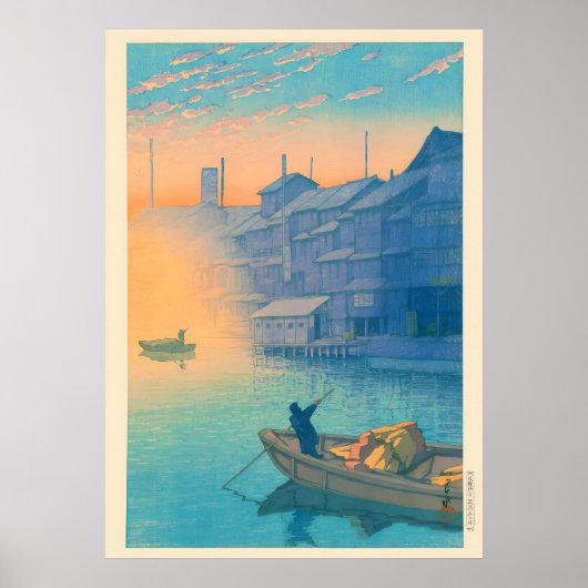 Ochtend in Dotonbori in Osaka door Kawase Hasui Poster (Voorkant)