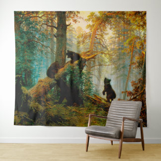 Ochtend in een dennenbos Beer met welpen Shishkin Wandkleed