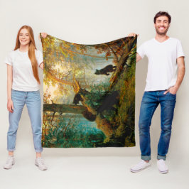 Ochtend in een pijnbomenbos Beer met welpen Shishk Fleece Deken
