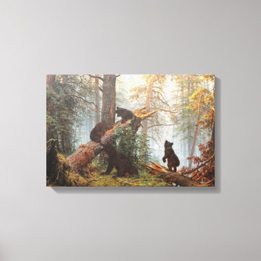 Ochtend in een pijnbomenbos fijnkunst canvas afdruk (Voorkant)