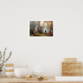 Ochtend in een pijnbomenbos poster (Keuken)
