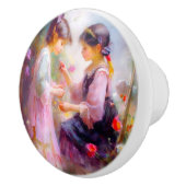 Ochtend in een tuin keramische knop (Rechts)