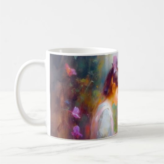 Ochtend in een tuin koffiemok (Links)