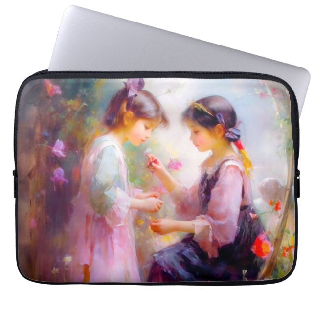 Ochtend in een tuin laptop sleeve (Voorkant)