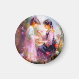 Ochtend in een tuin magneet